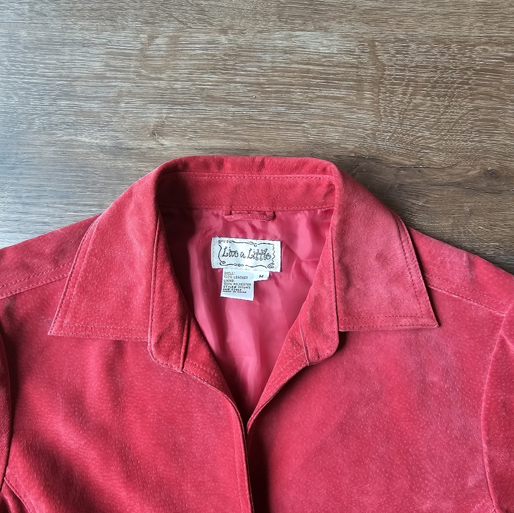 Live a Little Red Suede Button-Front Jacket - Picture 5 of 8
